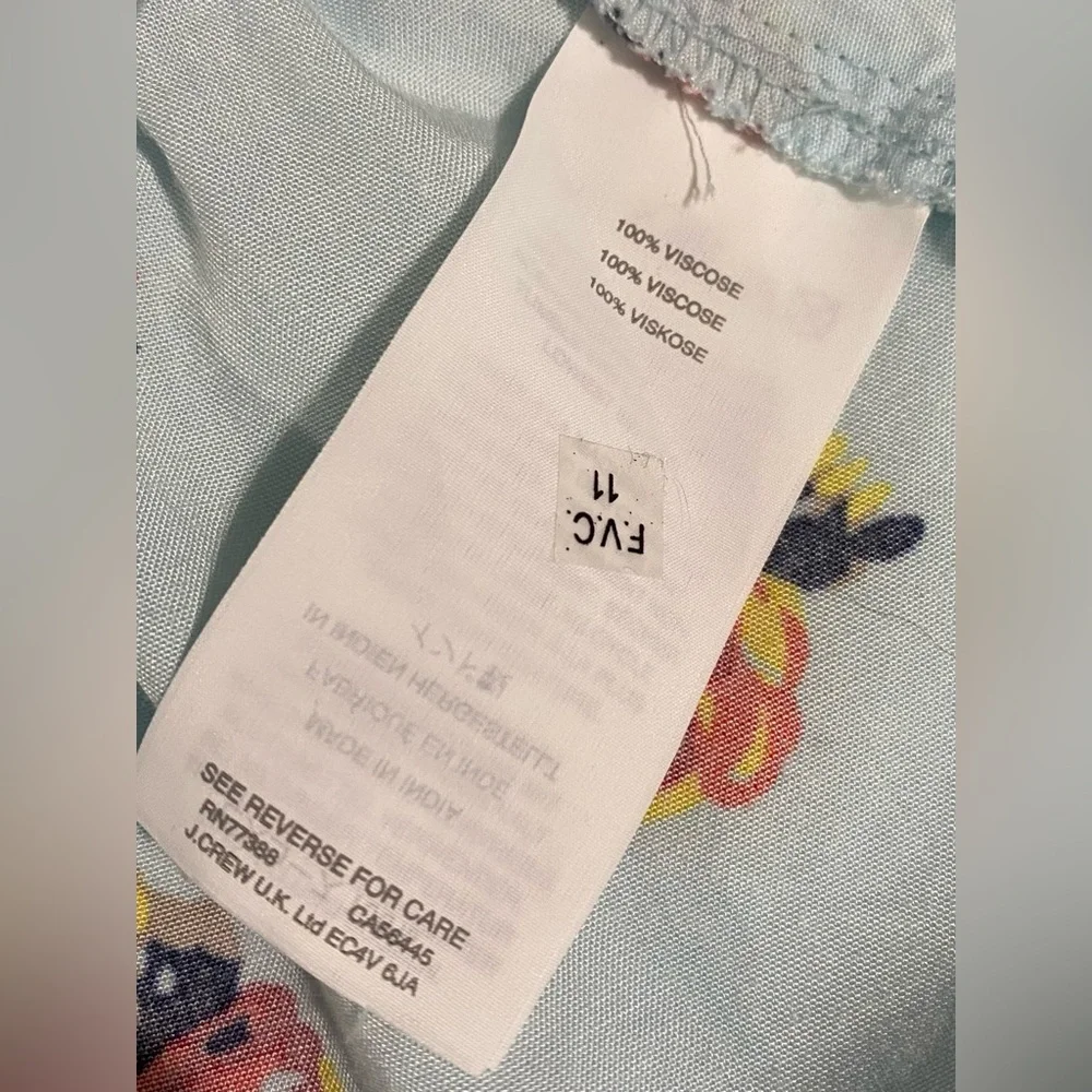J.Crew Mercantile Floral Faux Wrap Mini Dress Light Blue Ruffled Size 4